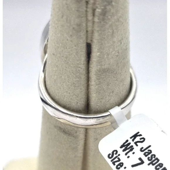 Genuine K2 Jasper Oval Ring Size 6.5 Sterling Silver 925 Handmade Southwest NWT - Picture 5 of 10